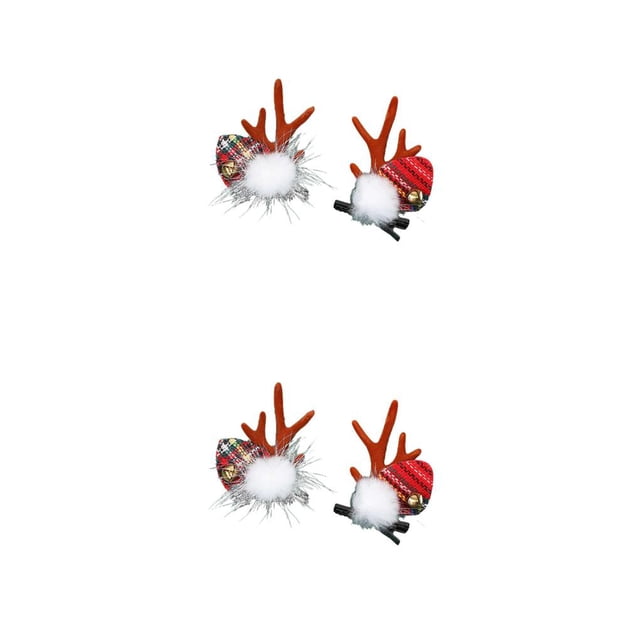 Bewildely Pinzas para el cabello navideñas Cuerno de ciervo Horquilla Cabeza de nieve Decoración Diadema Accesorios de peinado Sombreros Niños Adultos Rojo 2piezas Bewildely CBP547527