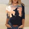thumbnail image 2 of Women Halloween Graphic Tees Witch T Shirt Short Sleeve Crewneck Breathable for Festival Everyday Wear, 2 of 5