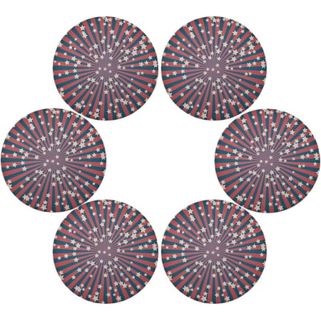 

SKYSONIC 4th of July Round Placemats for Dining Table Non-Slip Heat-Resistant Polyester Table Mats Set of 6 Washable Table Mats for Kitchen Dining Table Decoration (968)