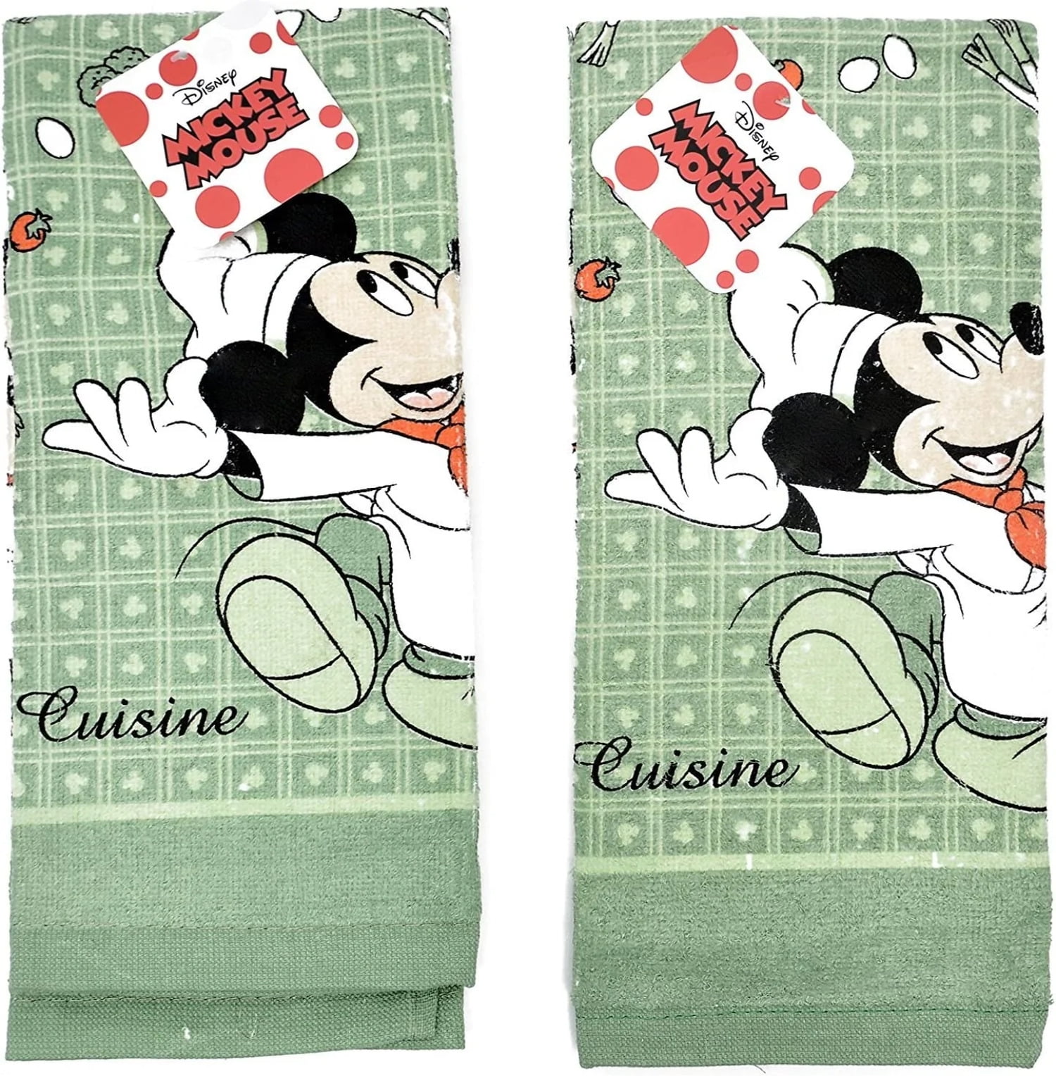 Disney Mickey Chef de Cuisine Kitchen Dish Towel, 2 Pack, Green