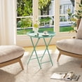 thumbnail image 2 of 2 Pack Modern Folding TV Tray Tables, Round Metal Outdoor Side Table, Compact Snack Dinner Table for Home & Small Space Use, 2 of 9