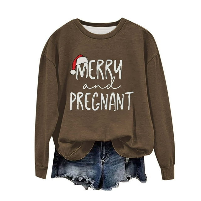 Birdeem Chandail de Noël pour Femmes Col Rond Imprimé Ample Manches Longues Sans Capuche
