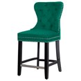 thumbnail image 3 of Costaelm Hank 24" Tufted Velvet Counter Stool Black Legs, Velvet Dark Green, 3 of 7