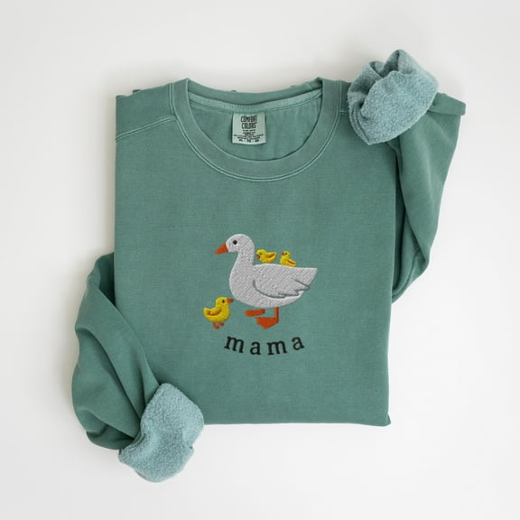 EMBROIDERED Mama Goose Comfort Colors Sweatshirt, Cute Mom Sweat Shirt, Mother's Day Gift, Momma Duck and Ducklings, Mama Sweater, Chicks