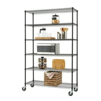 TRINITY BASICS® 6-Tier 48x18x72 Wire Shelving w/ Wheels, NSF - Black