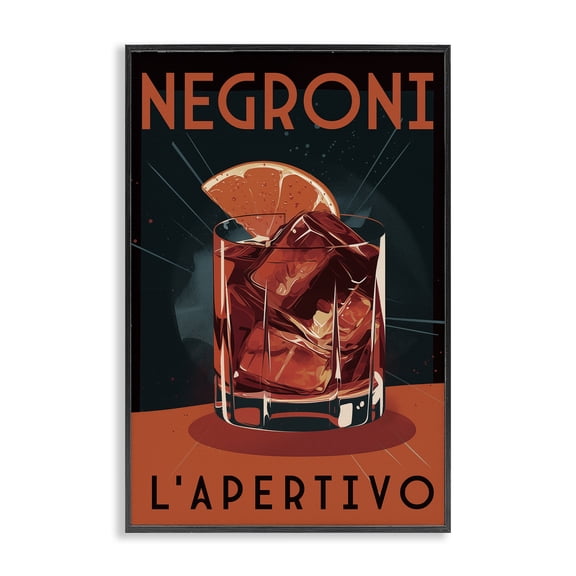 Stupell Industries Modern Vintage Midcentury Negroni Drink Black Framed Giclee Art, 12 x 18, by Andreas Magnusson