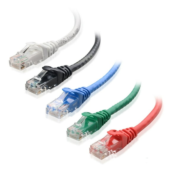 HD Enjoy 5-Color Combo, Cat6 Snagless Ethernet Patch Cable in Black, Blue, White, Red, and Green 14 Feet