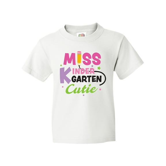 Inktastic Miss Kindergarten Cutie with Pencil and Stars Youth T-Shirt