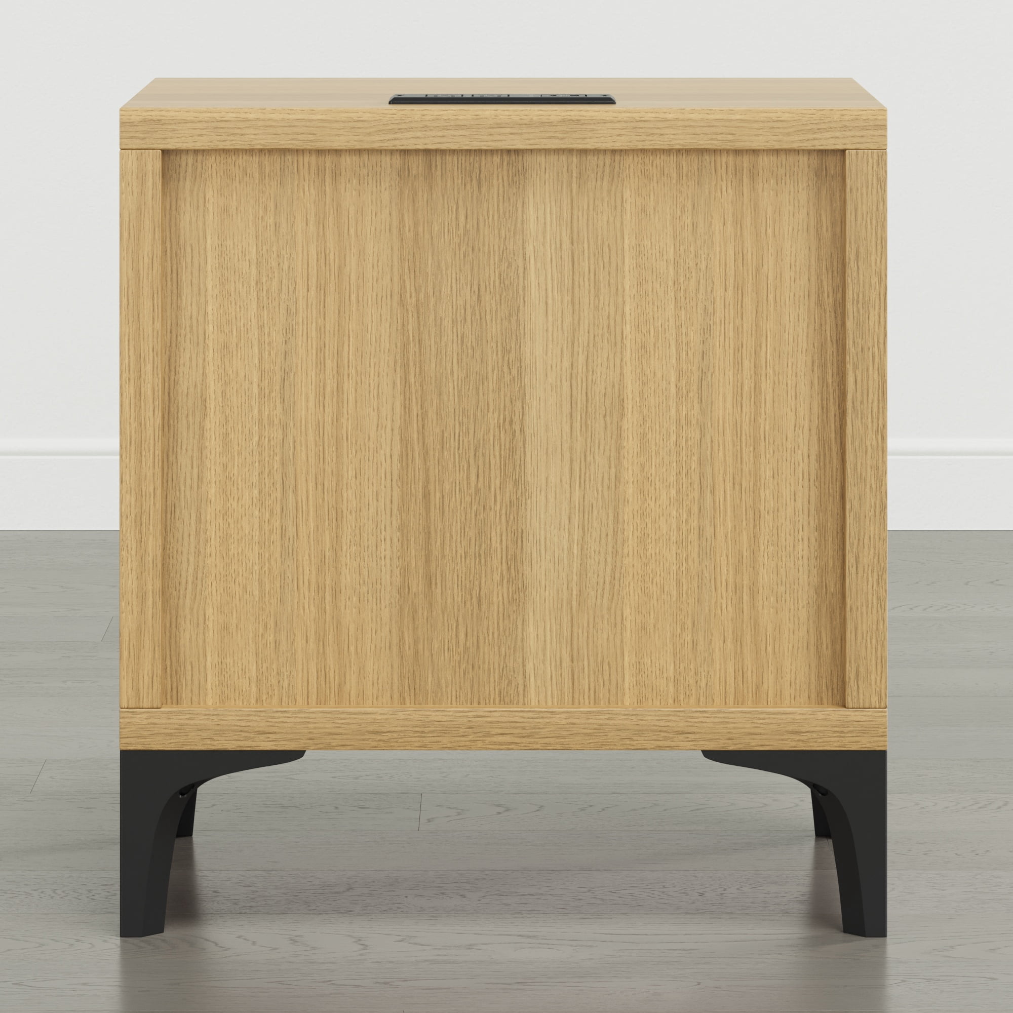 Spruce & Spring Boho Nightstands Set of 2, 2-Drawer End Tables with Charging Station, Rattan Front, Natural Wood Finish