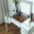 thumbnail image 6 of Gema Solid Wood 2-Piece Makeup Vanity Set with Mirror, Silver, 6 of 8