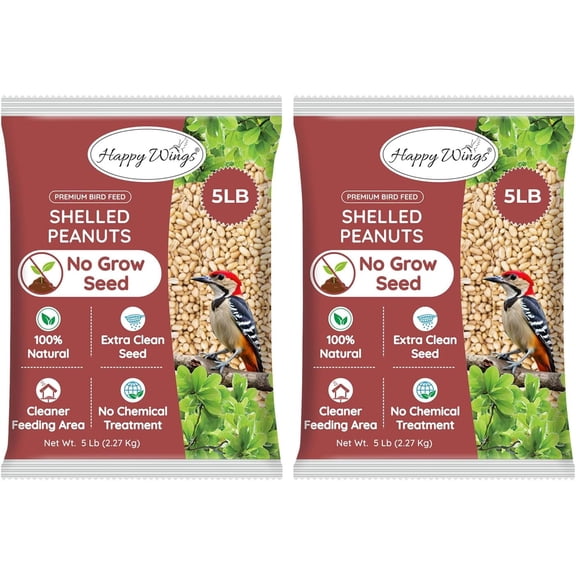 Happy Wings Shelled Peanuts Seeds Combo Wild Bird Food - 10 Pounds- 5 Pounds Combo Pack of 2 I No Grow Seed I Bird Food for Wild Birds