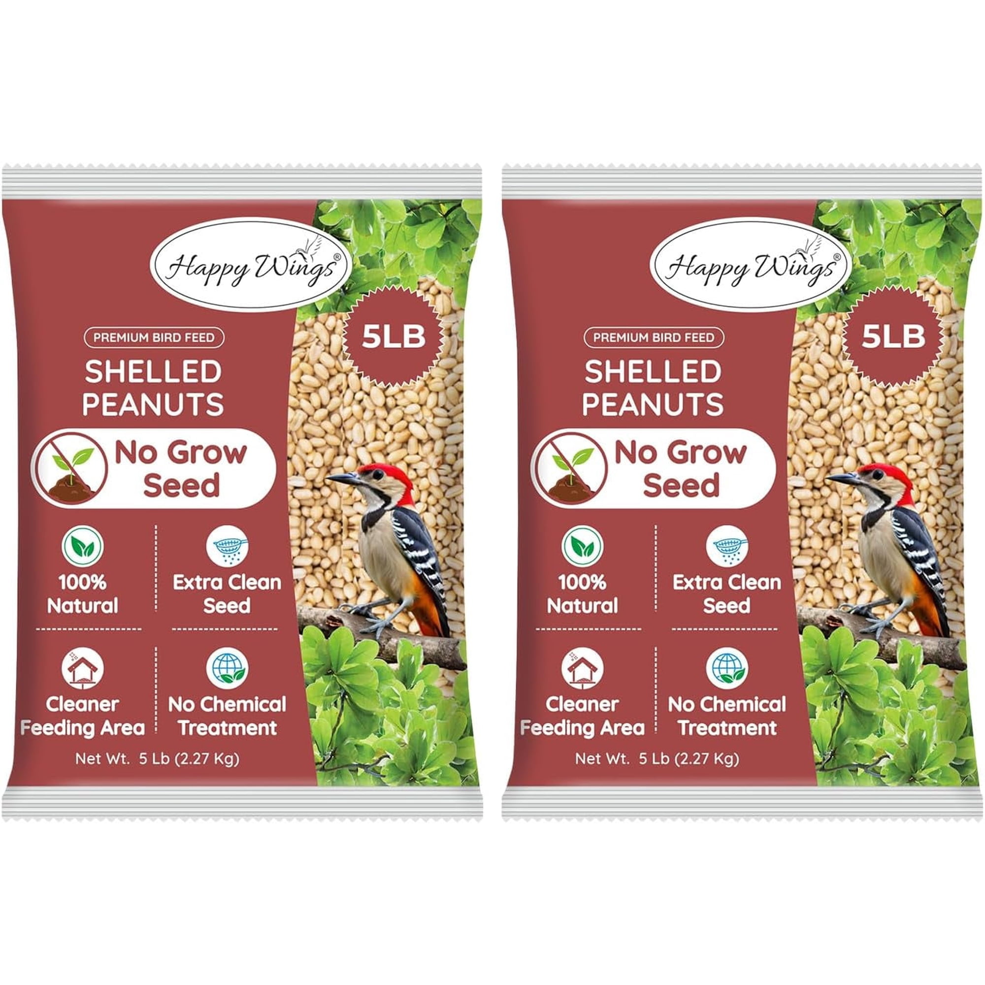 Happy Wings Shelled Peanuts Seeds Combo Wild Bird Food - 10 Pounds- 5 Pounds Combo Pack of 2 I No Grow Seed I Bird Food for Wild Birds