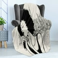 thumbnail image 4 of African Soft Flannel Fleece Throw Blanket, American Jazz Music Girl Performing in Front of New York Manhattan Illustration, Cozy Plush for Indoor and Outdoor Use, 50" x 60", Black Grey, by Ambesonne, 4 of 5