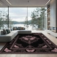 thumbnail image 2 of ODIKA 8'x10' Washable Area Rug Gothic Pink Moth Delicate Scrollwork Mirrored Butterfly Shaped for King Size Bedroom Under Bed, Master Suite, Non-Shedding, Easy Care, 2 of 7