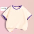 thumbnail image 3 of Gfyviroh Cotton T-shirts for Girls Kids Comfy Short Sleeve Patchwork Tees Casual Loose Summer Tops,Size 3-14Y, 3 of 5