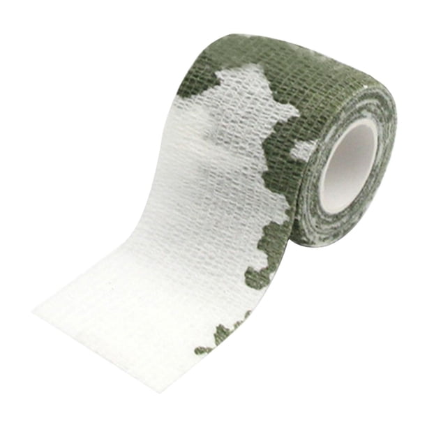 Cinta elástica para dedos, cinta de 177 pulgadas de largo, cinta autoadhesiva para acampar, blanco verde