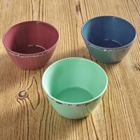 Rustic Melamine Snack Bowls - Break Resistant Plastic Serveware - Set of 3