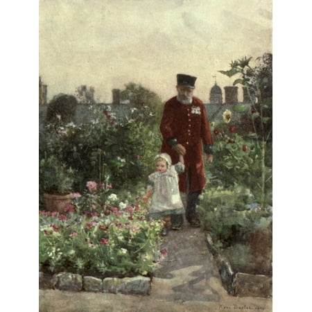 Familiar London 1904 Garden Royal Hospital Chelsea Canvas Art - Rose Barton (24 x 36)