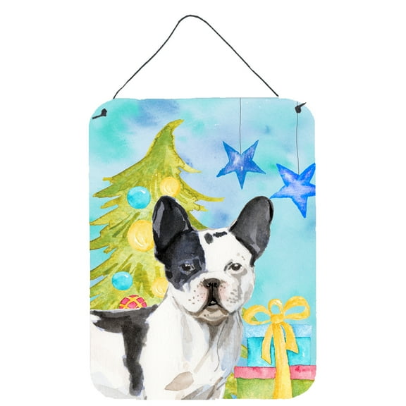 Black White French Bulldog Christmas Wall or Door Hanging Prints