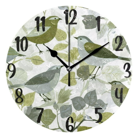10" Quartz Indoor Wall Clock, Silent Mechanism Clock Stylized Birds