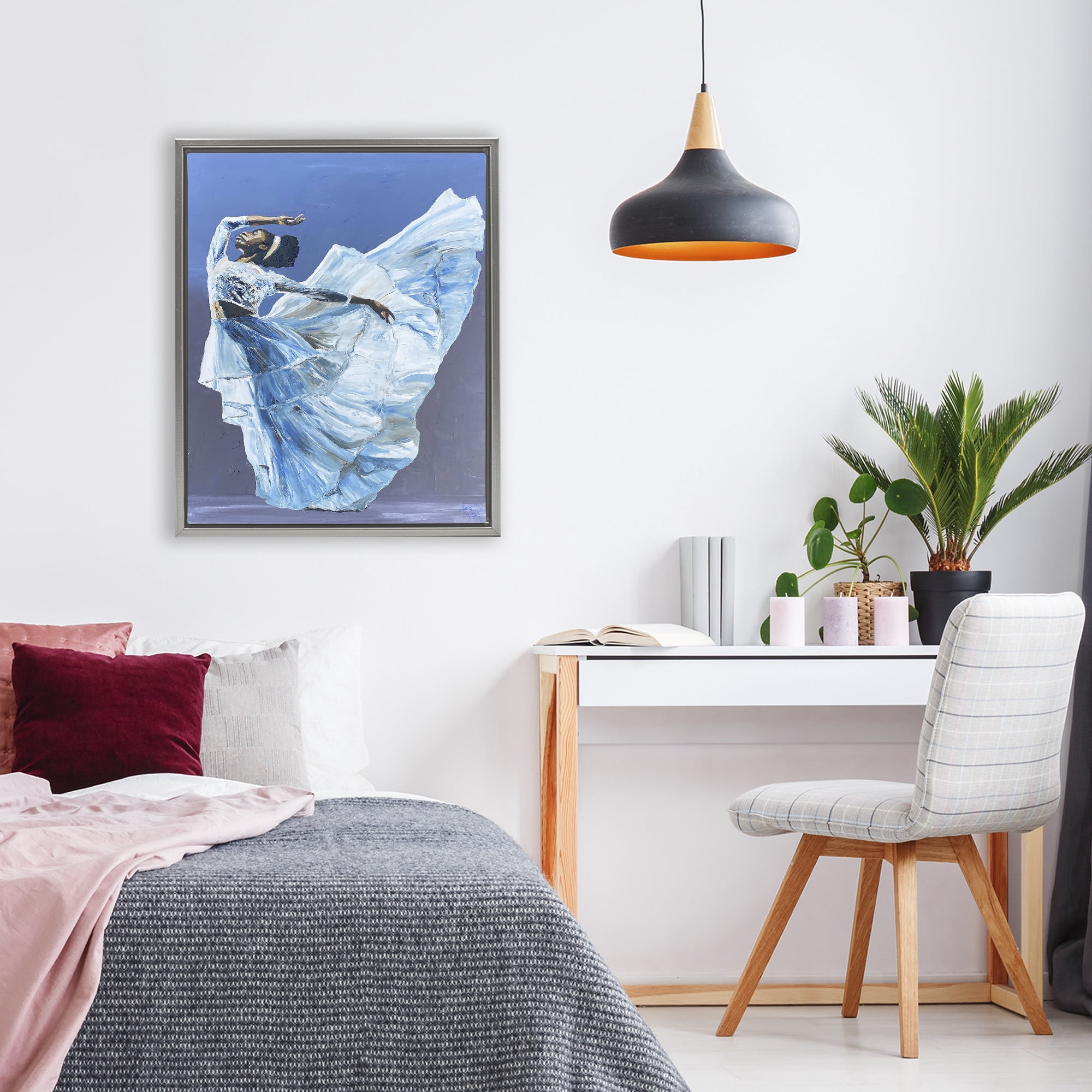 Stupell Industries Young Queen Dancer Gray Framed Floater Canvas Wall Art, design by Lauren Luna