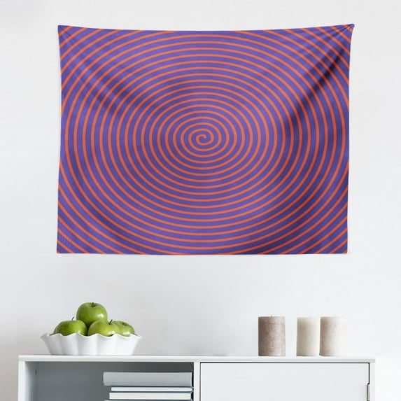 Psychedelic Tapestry, Fractal Pattern 90's Style Tribal Themed Modern Mandala Bohemian Hippie Print, Fabric Wall Hanging Decor for Bedroom Living Room Dorm, 2 Sizes, Purple Green, by Ambesonne