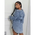 thumbnail image 3 of Denim Shirt Mini Dress (M, Blue), 3 of 4
