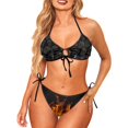 thumbnail image 4 of Uourmeti Women's Halter Triangle Bikini Set - Edgy Skull & Flame Print, Tie Side Bottoms - Perfect for Beach Vacation, Pool Party & Tropical Getaway, 4 of 6