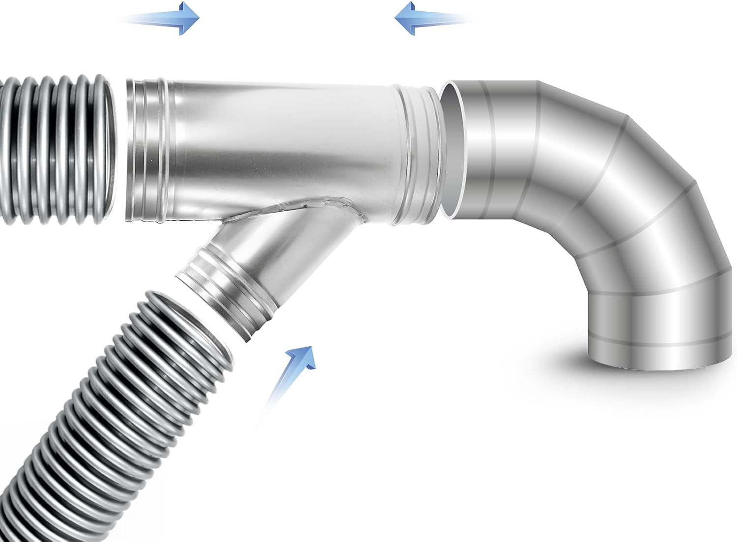 6" to 4" Y-Shape Galvanized Duct Connector, 45 Degree 3-Way Splitter for Ventilation
