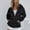 Black, variant on Relaxed Fit Full Zip Star Printed Hooded Jacket for Women Drawstring Hood Long Sleeve Ribbed Cuffs Dual Slant Pockets Everyday Casual Street Outer Layer Coat Dark Blue M