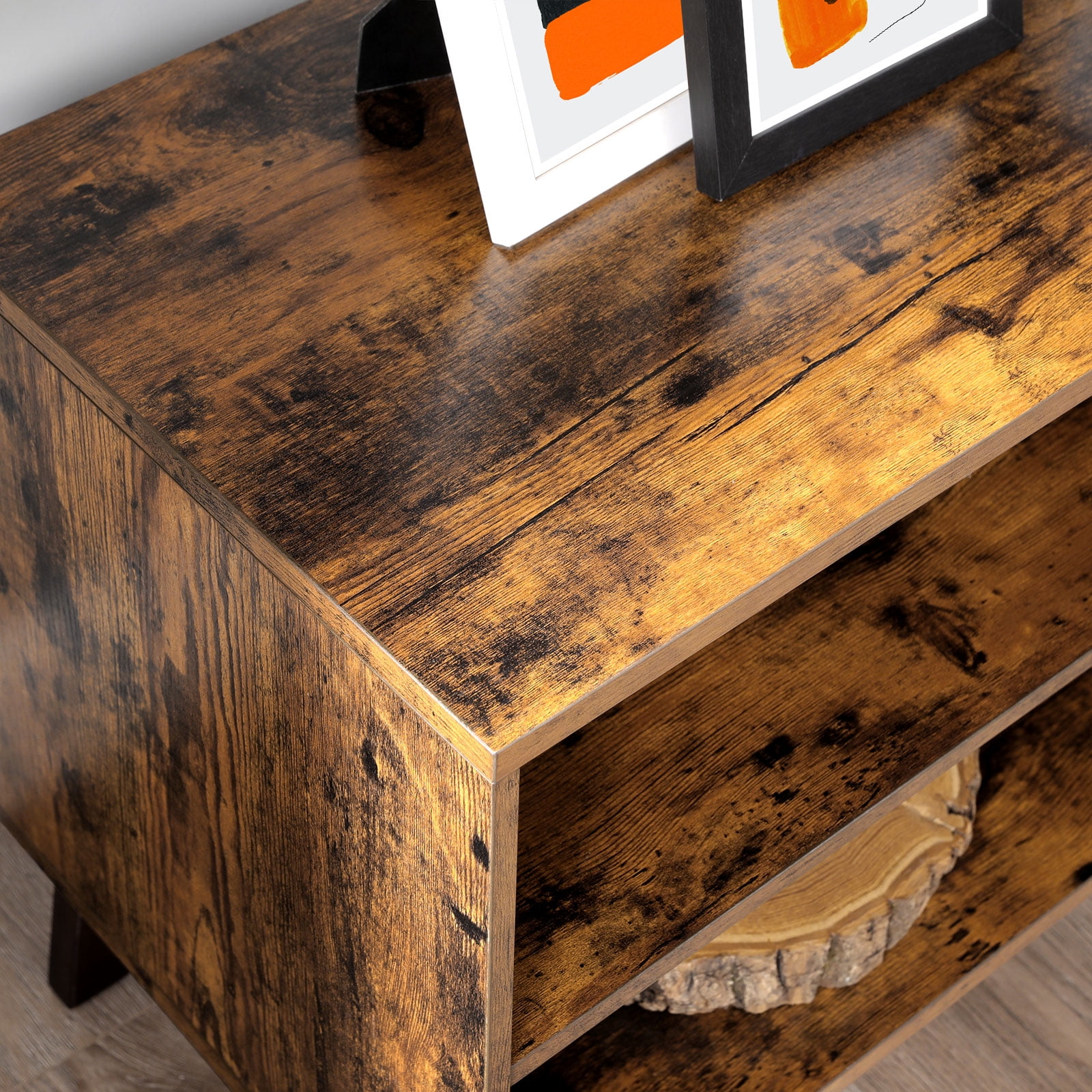 SONGMICS HOME Rustic Brown TV Stand with 2 Doors, Fits TVs up to 60 Inches – TV Bench/Cabinet