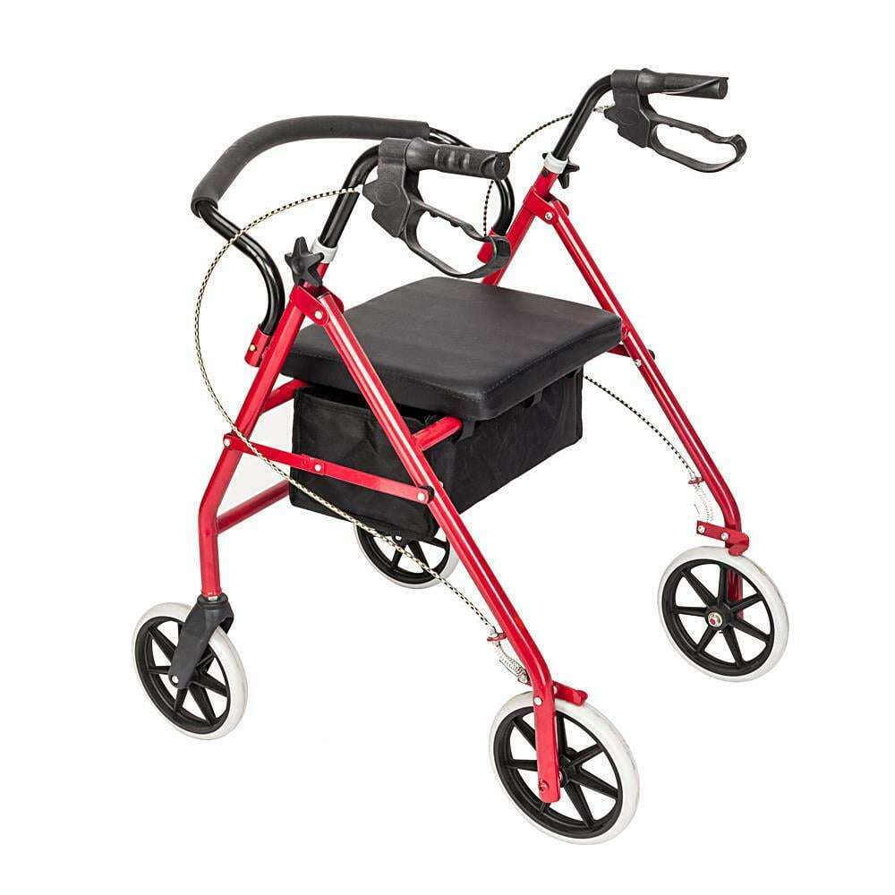Aluminum Rollator Walker With Inches Wheels Wide Seat Backrest And