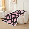 thumbnail image 2 of Erosebridal Pink Cow Print Sherpa Blanket 50x60 for Cowgirls, Aesthetic Black Pink Fuzzy Blanket Throw, 2 of 7