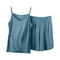 thumbnail image 2 of Frostluinai 2 Piece Pajama Set for Women V Neck Spaghetti Strap Camisoles Loose Fit Wide Leg Shorts Solid Loungewear Plus Size Soft Sleepwear, 2 of 9