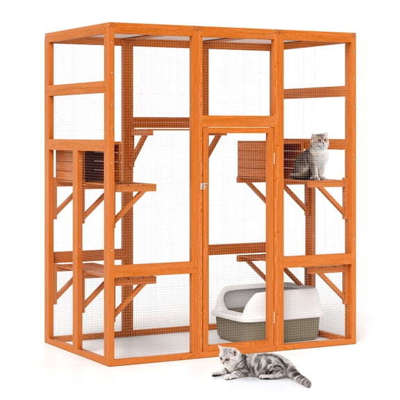 Coziwow Cat Enclosure Cat House Catio Small Animal Playpen Outdoor, Orange