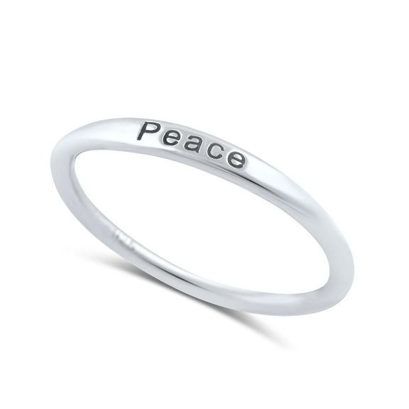 Sterling Silver Thin Stackable Peace Ring for Women and Teens - Size 5