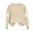 thumbnail image 7 of YOIAVAIOY Womens Ghost Sweatshirt Novelty Graphic Print Fleece Sweatshirts Long Sleeve Round Neck Festival Tops Causal Holiday Outfits Khaki M, 7 of 7