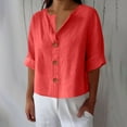 thumbnail image 1 of mfyjkho Tops De Tallas Grandes, Camisetas Holgadas Que Combinan Con Todo Para Mujer Tops Con Cuello En V Y Botones Para Mujer Tops De Tallas Grandes Xl, 1 of 6
