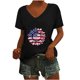 thumbnail image 1 of Camisetas Casuales de las Mujeres Gradiente Día de la Independencia Impreso Cuello Redondo, Blusa de Manga Corta para Diario, Fiesta Y Primavera Verano, 1 of 3