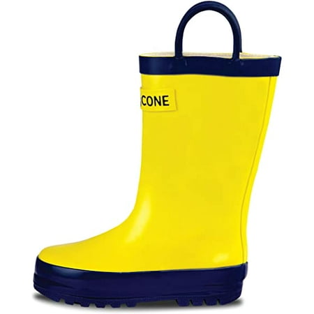 

Lone Cone Rain Boots with Easy-On Handles for Toddlers and Kids Classic Yellow Toddler 8