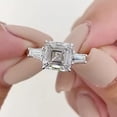 thumbnail image 2 of Sparkle Jewels Asscher Cut White Diamond Solitaire Engagement Women's Ring 14k White Gold Plated, 2 of 4