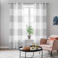 thumbnail image 5 of Grey Plaid Kitchen Curtains 84 Inch Length, Spring Summer Farmhouse Buffalo Checkered Grommet Top Bedroom Living Room Curtains, Light Filtering Cafe Curtain Drapes 2 Panels Set 84''x84'', 5 of 9