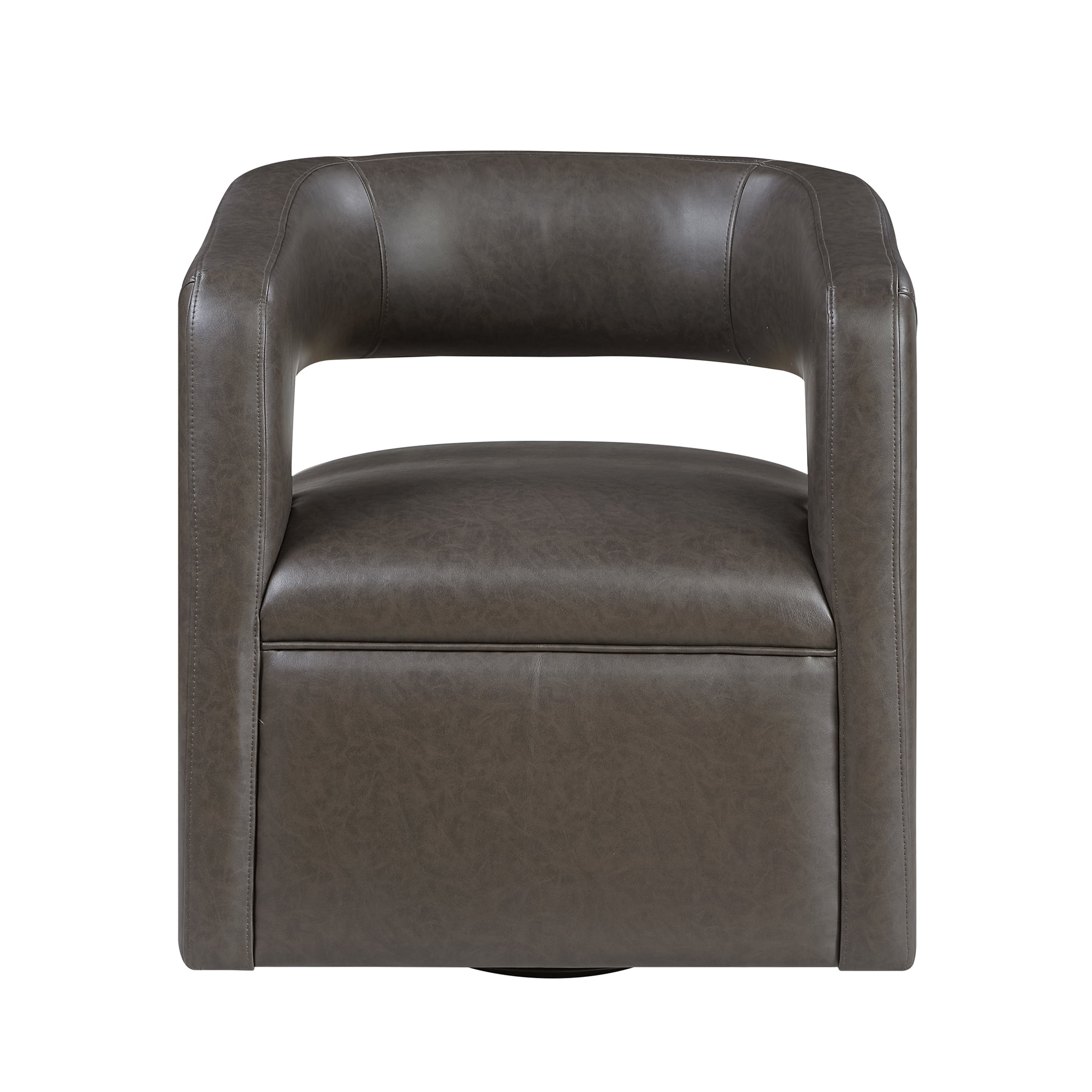 OakvillePark Azura Faux Leather BarrelSwivel Chair, Dark Coffee