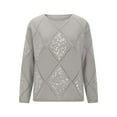 thumbnail image 4 of Fznquz Women's Sweater Dressy Casual Pullover Cotton Sweater Sequin Gray Knitted Long Sleeve Soft Fall Outfits, 4 of 9