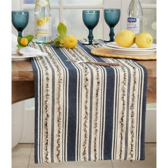 Saro Lifestyle Fringe Stripe Table Runner