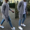 thumbnail image 6 of jsaierl Mens Cardigan Sweater Long Sleeve Knit Sweater Solid Casual Open Front Soft Mid-Length Sweater Jacket Top with Pockets, 6 of 9