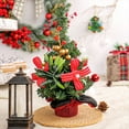 thumbnail image 2 of Mini Christmas Tree Decoration Red Fruit Desktop Ornament 9.84 in Height Plastic Green Tree for Home Office Desk Holiday Display, 2 of 6