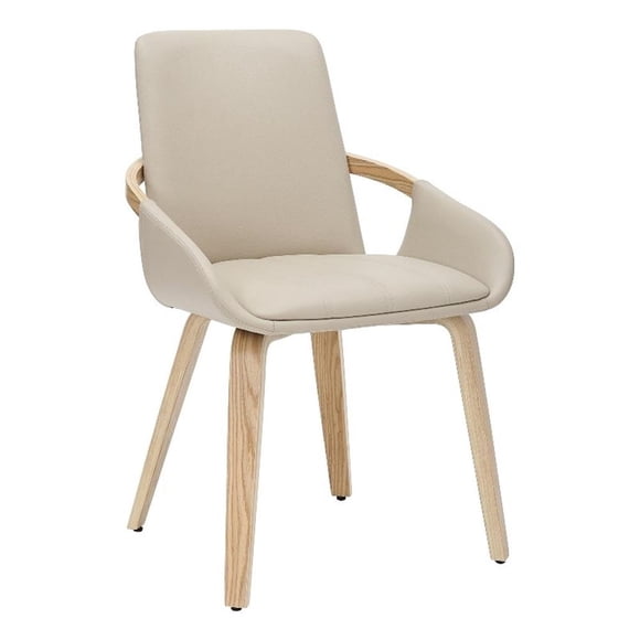 Inspire Modern Faux Leather Bentwood Dining Chair in Sand/Natural (Set of 2)