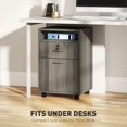 thumbnail image 4 of Mobile Filing Cabinet with Lockable Drawer, Open Shelf & Cabinet, 23.6" Compact Office Storage Cart on Wheels, Distressed Grey Particle Board for Home Office or Under Desk Use, 4 of 7