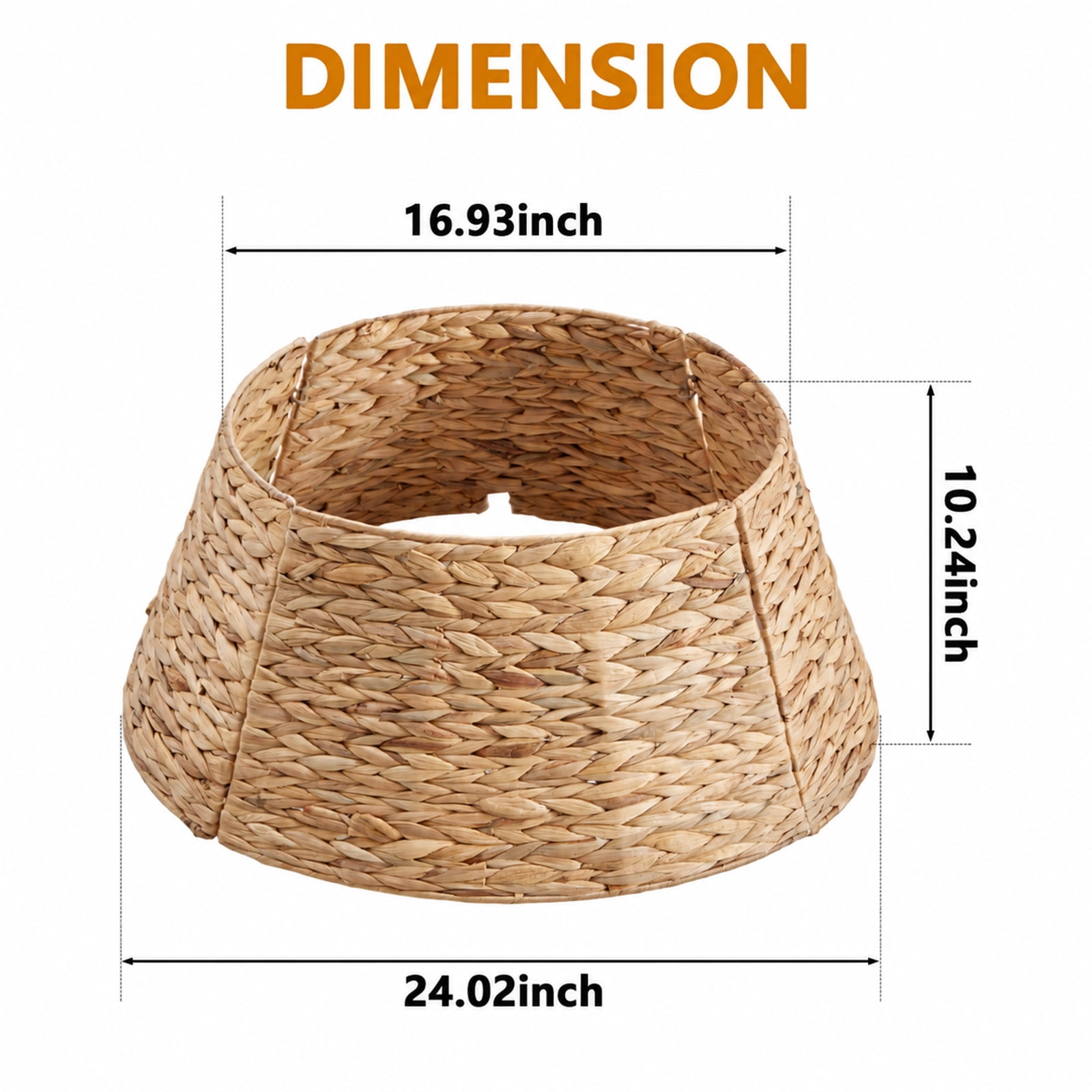 Alvantor Christmas Tree Collar, Woven Rattan Stand Cover with Cord Port, Yellow 24IN